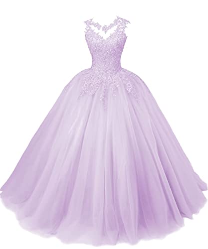 HUINI Ballkleider Lang Quinceanera Kleid A-Linie Prinzessin Abschluss Ballkleid Mädchen Abendparty Kleid Lila 36 von HUINI