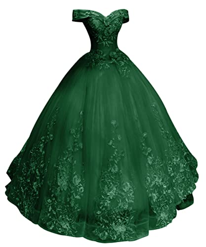 HUINI Ballkleider Lang Vintage Brautkleid Hochzeitskleid Damen Prinzessin A-Linie Abendkleid Quinceanera Kleider Dunkel 42 von HUINI