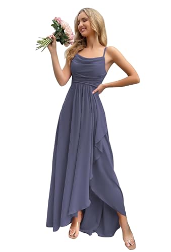 HUINI Damen Elegant Abendkleid Lang Chiffon Cocktailkleid für Hochzeit Gast Große Größen Stürmisch 38 von HUINI