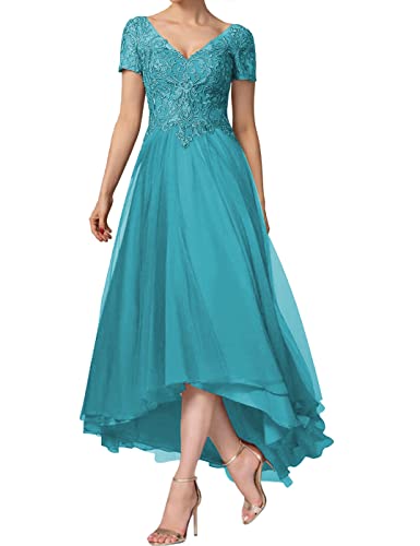 HUINI Damen Lang Ballkleid Elegant Abendkleid mit Ärmel A-Linie Chiffon Festliche Maxikleid Jade 46 von HUINI