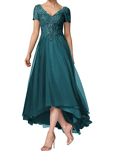 HUINI Damen Lang Ballkleid Elegant Abendkleid mit Ärmel A-Linie Chiffon Festliche Maxikleid Pfau 54 von HUINI