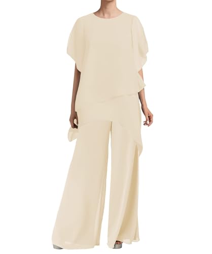 HUINI Mutter der Braut Kleid Chiffon Hosenanzug Hochzeit Gast Kleider für Damen Formell Abendkleid Set Pfirsich 48 HUINI Mutter der Braut Kleid Chiffon Hosenanzug Hochzeit Gast Kleider für Damen Formell Abendkleid Set Pfirsich 48 von HUINI