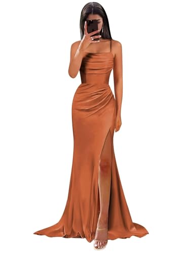 HUINI Satin Hochzeit Brautjungfernkleider Lang Meerjungfrau Formales Abendkleid Ballkleid Karamel 38 HUINI Satin Hochzeit Brautjungfernkleider Lang Meerjungfrau Formales Abendkleid Ballkleid Karamel 38 von HUINI