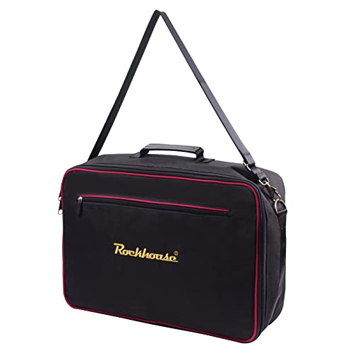HUIOP Tragetasche für Gitarren-Pedalboard, Oxford-Stoff, tragbare Reißverschluss-Handtasche, Schultertasche mit abnehmbarem Gurt (Schwarz, Medium) von HUIOP