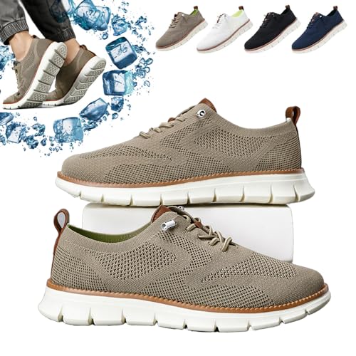 HUIQINGLI Herren-Wearbreeze-Schuhe, Herren-Bootsschuhe zum Hineinschlüpfen mit Fußgewölbeunterstützung, äußerst Bequeme orthopädische Schuhe, Oxfords, Bequeme Business-Mesh-Wanderschuhe (Khaki,45_) von HUIQINGLI