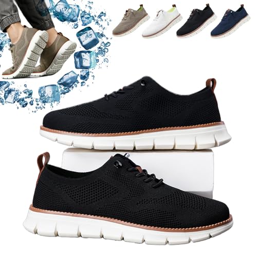 HUIQINGLI Herren-Wearbreeze-Schuhe, Herren-Bootsschuhe zum Hineinschlüpfen mit Fußgewölbeunterstützung, äußerst Bequeme orthopädische Schuhe, Oxfords, Bequeme Business-Mesh-Wanderschuhe (Schwarz,45_) von HUIQINGLI