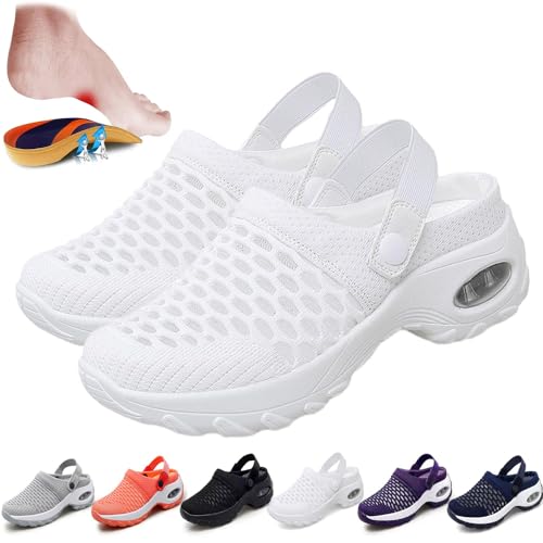 HUIQINGLI Orthopädische Clogs für Damen mit Luftpolsterunterstützung, orthopädische Clogs für Damen reduzieren den Druck auf Rücken und Knie (Weiß,37 CN) von HUIQINGLI