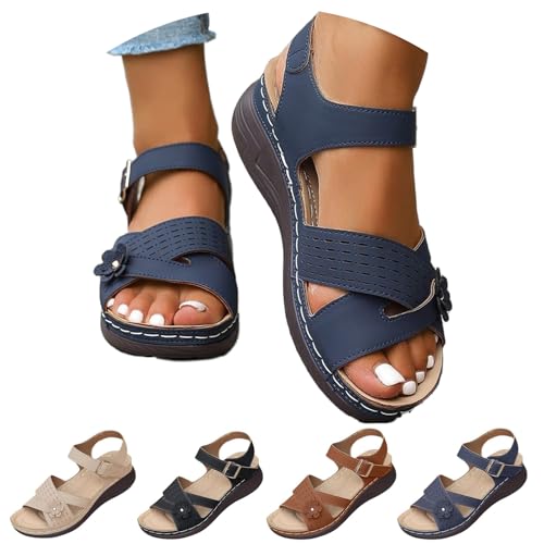 HUIQINGLI Orthopedic Sandals for Women, 2025 New Women's Orthopedic Open Toe Sandals, Arch Support Anti-Slip Breathable Shoes (Blue,37) von HUIQINGLI