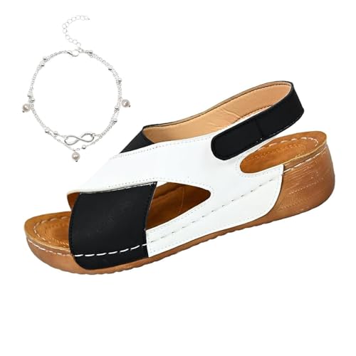 HUIQINGLI Orthopedic Wedge Sandals For Women, 2025 New Women's Ultra Comfortable Slope Heel Orthopaedic Sandals (40,Black) von HUIQINGLI