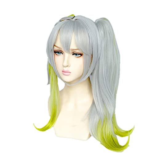HBYLEE- Wig Anime Cosplay Rollenspiel for Nahida Cosplay Perückenspiel Genshin Impact Silbergrünes langes Clip-Pferdeschwanzhaar[Farbe:-] von HUISNE