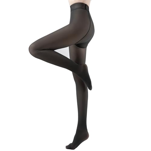 HUISPARK Thermostrumpfhosen FüR Damen Fleece Strumpfhose Winter, Winterstrumpfhose FüR Damen, GefüTterte Strumpfhose Frauen GefäLschte Verdickte Black Transparent-220g von HUISPARK