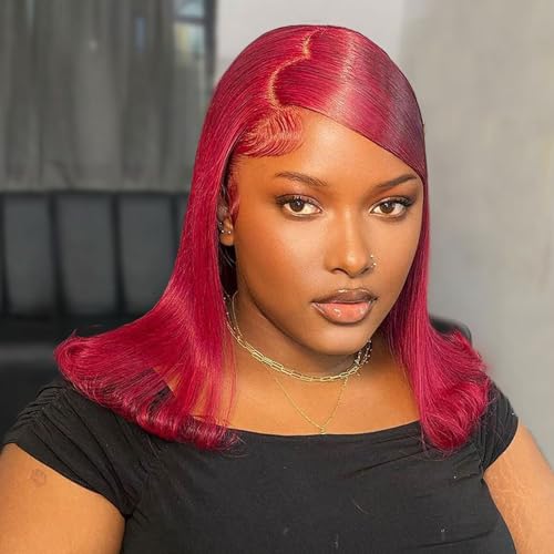 HUIWANYAN 99J Burgunderrote Spitze Frontperücke Bob Echthaarperücke 13 x 4 Hd Rot Spitze vorne Echthaarperücken für schwarze Frauen 180 % Dichte gerade kurz Glueless Pe HUIWANYAN 99J Burgunderrote Spitze Frontperücke Bob Echthaarperücke 13 x 4 Hd Rot Spitze vorne Echthaarperücken für schwarze Frauen 180 % Dichte gerade kurz Glueless Pe von HUIWANYAN