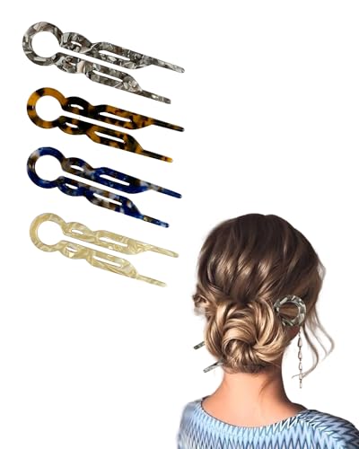 Haarnadeln für Damen, französische Haarnadeln für dünnes, dickes Haar (4 einzigartige Farben), 4 Stück von HUIYELOVE