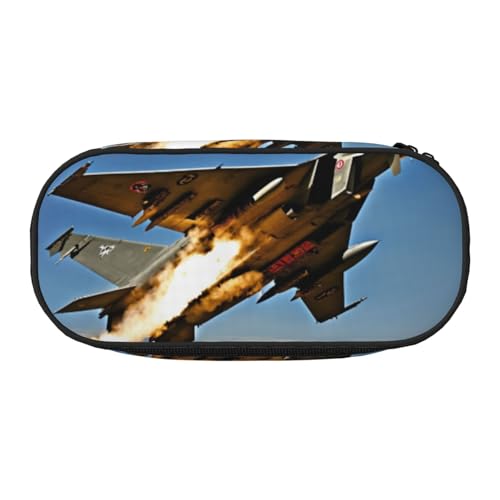 HUIopq Federmäppchen mit Flugzeug-Jets-Aufdruck, großes Fassungsvermögen, vielseitiges Federmäppchen, Schule, Büro, Make-up, Reisezubehör, Schwarz , Einheitsgröße, Taschen-Organizer von HUIopq