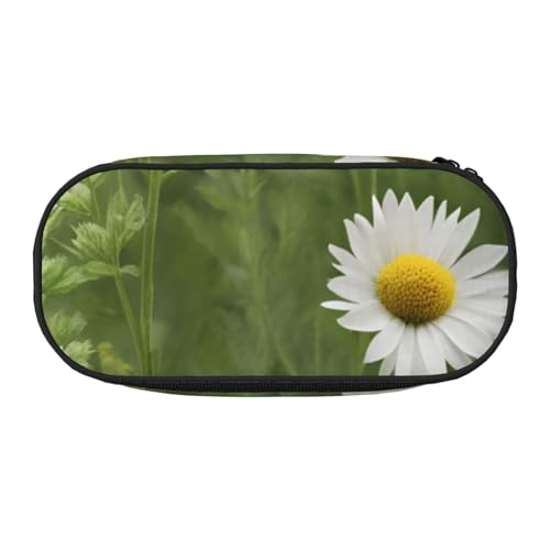 HUIopq Federmäppchen mit blühenden Kräutern und Kräuterpflanzen, großes Fassungsvermögen, vielseitiges Federmäppchen, Schule, Büro, Make-up, Reisezubehör, Schwarz , Einheitsgröße, Taschen-Organizer von HUIopq