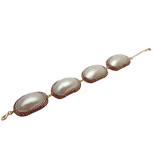 HUJWLBWF 27x39mm White Sea Shell Gold Crystal Pave Bracelet Big Statement Bracelet Jewelry Gift HUJWLBWF 27x39mm White Sea Shell Gold Crystal Pave Bracelet Big Statement Bracelet Jewelry Gift von HUJWLBWF