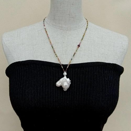 HUJWLBWF Multi Color Tourmaline Garnet Necklace Cultured White Keshi Pearl Pendant HUJWLBWF Multi Color Tourmaline Garnet Necklace Cultured White Keshi Pearl Pendant von HUJWLBWF