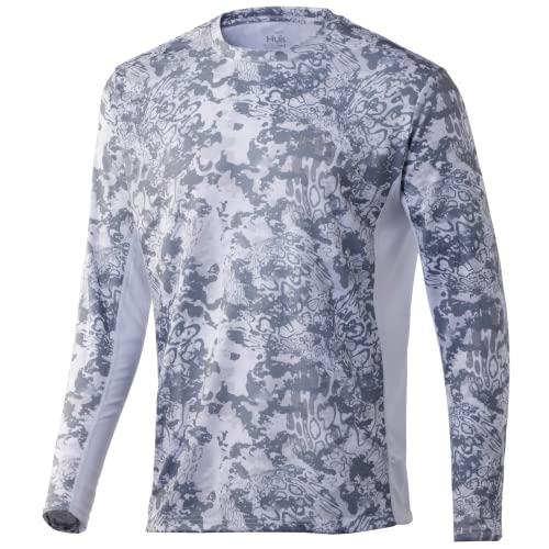 HUK Herren Icon X Camo Langarmshirt | Performance Angelshirt Hemd, Gezeitenwechsel – Hogs Back, X-Large von HUK