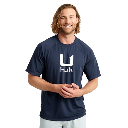 HUK Herren Icon X Crew Kurzarm Performance Fishing Shirt Hemd, Naval Academy, XX-Large von HUK