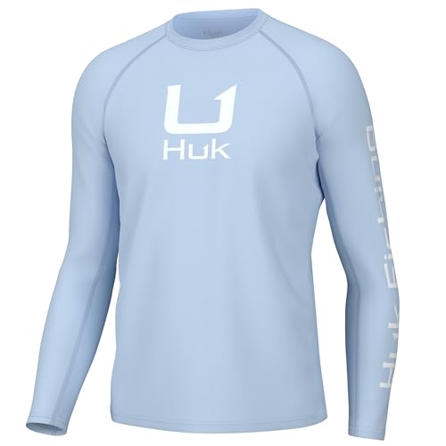 HUK Herren Icon X Crew Langarm Performance Fishing Shirt Hemd, Eiswasser, X-Large von HUK
