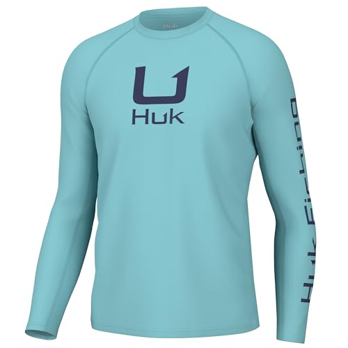 HUK Herren Icon X Crew Langarm Performance Fishing Shirt Hemd, Marines Blau, 3X-Groß von HUK