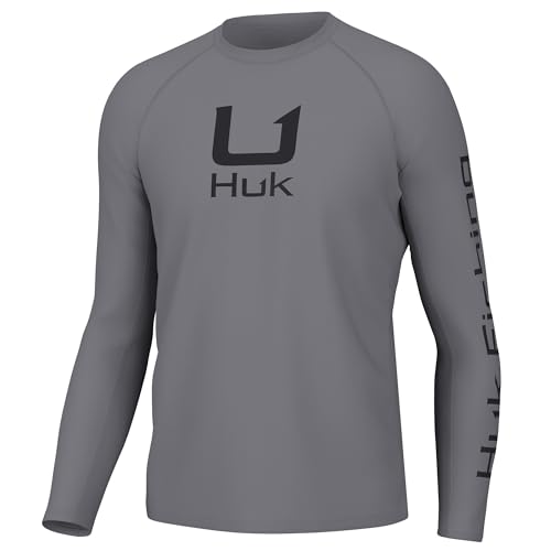 HUK Herren Icon X Crew Langarm Performance Fishing Shirt Hemd, nachteule, 3X-Large von HUK