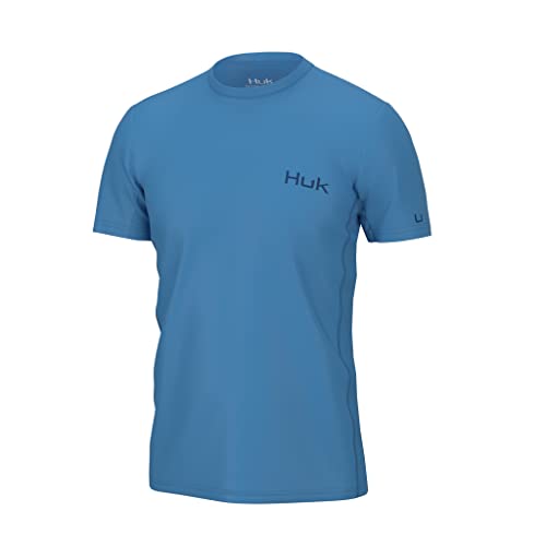 HUK Herren Icon X Kurzarm-Shirt, Fischerhemd mit Sonnenschutz Hemd, azurblau, XX-Large von HUK