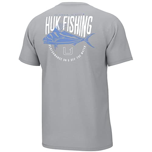 HUK Herren Kurzärmeliges Performance-T-Shirt Hemd, Rooster Tails-Harbor Mist, L von HUK