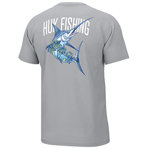 HUK Herren Kurzärmeliges Performance-T-Shirt Hemd, Sword Palm-Harbor Mist, XL von HUK