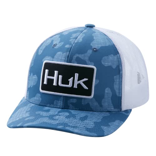 HUK Herren Mesh Trucker Snapback Hat | Blendfreie Fischerhut Mütze, Running Lakes – Titanblau, Einheitsgröße von HUK