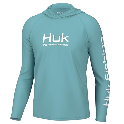 HUK Herren Pursuit Belüfteter Langarm-Kapuzenpullover, Angelshirt mit Kapuze Hemd, Marines Blau, Large von HUK