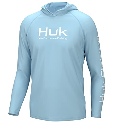 HUK Herren Pursuit Belüfteter Langarm-Kapuzenpullover Angelshirt mit Kapuze, crystal blue, X-Large von HUK