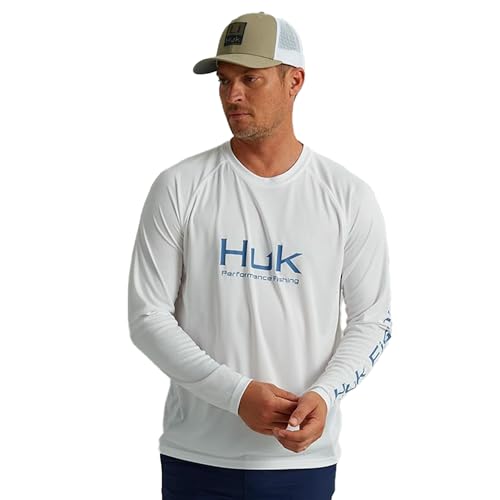 HUK Herren Pursuit Belüftetes Langarmshirt, +30 UPF Angelshirt Hemd, Weiß 2.0, Large von HUK