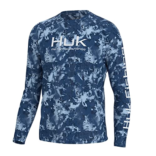 HUK Herren Pursuit Crew, langärmeliges Shirt, Sonnenschutz Hemd, Fin Flats-Set Sail, XX-Large von HUK