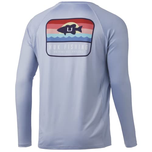HUK Herren Pursuit Langarmshirt, Sonnenschutz Hemd, Sunset Bass – Coastal Sky, X-Large von HUK