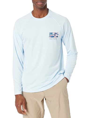HUK Herren Pursuit Pattern Shirt, Sonnenschutz Angelshirt Hemd, Trophäenflagge-Eiswasser, X-Large von HUK