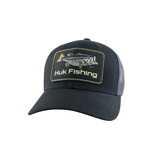HUK Herren Trucker Hat, Anti-Glare Snapback Fishing Hat for Men Baseballkappe, Kc Patch-Schwarz, One Size von HUK
