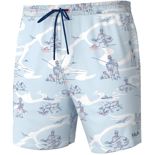 HUK Pursuit Volley-Muster, schnelltrocknende Shorts für Herren, Eiswasser, XL von HUK