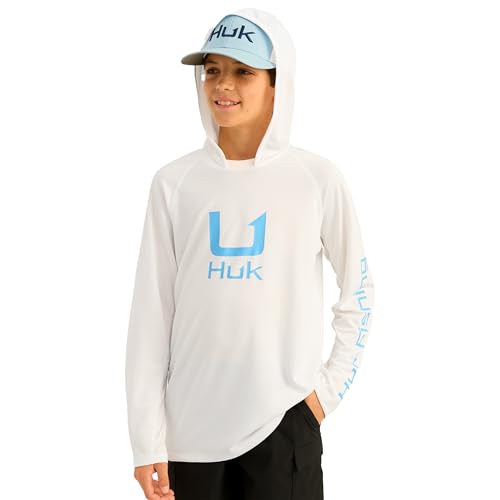 HUK Uni Kinder Icon Hoodie Fischershirt mit Sonnenschutz Weiß von HUK