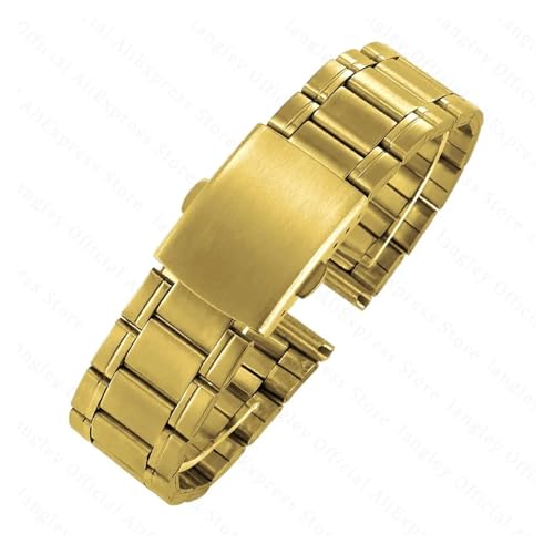 HUKILU yaoqijie 12 14 mm 16 mm 18 mm 20 mm 22 mm 24 mm Edelstahlglieder Uhrenarmbänder Armband Armbanduhr Verschluss Armband Ersatz Leichtes Band lasting(Gold,20mm) von HUKILU