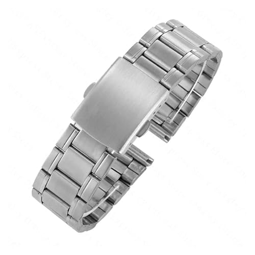 HUKILU yaoqijie 12 14 mm 16 mm 18 mm 20 mm 22 mm 24 mm Edelstahlglieder Uhrenarmbänder Armband Armbanduhr Verschluss Armband Ersatz Leichtes Band lasting(Silver,20mm) von HUKILU