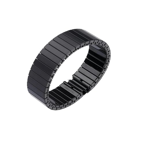 HUKILU yaoqijie 14mm 16mm 18mm 20mm 22mm Edelstahl elastisches Stretcharmband Uhrenarmband Metalldehnungsband Armband Zubehör Armband lasting(Black,18MM_L) von HUKILU