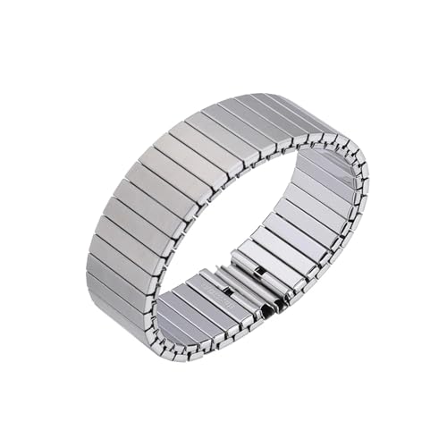 HUKILU yaoqijie 14mm 16mm 18mm 20mm 22mm Edelstahl elastisches Stretcharmband Uhrenarmband Metalldehnungsband Armband Zubehör Armband lasting(Silver,22MM_L) von HUKILU