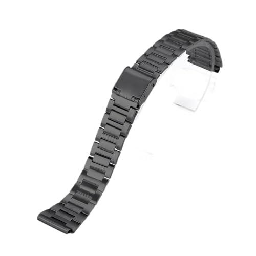 HUKILU yaoqijie 18 mm Edelstahl-Uhrenarmband for F105 F-91W A158W F108 A168 AE1300 AE1200 Metallarmband, Ersatz-Armband lasting(Black) von HUKILU