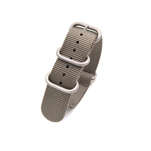 HUKILU yaoqijie 18mm 19mm 20mm 21mm 22mm 23mm 24mm 26mm Schwarz Grün Grau Sport Freizeit Woven Nylon Armband lasting(Gray silver buckle,24mm) von HUKILU