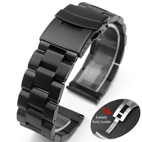 HUKILU yaoqijie Massives 316L-Metallarmband aus Edelstahl, 18 mm, 20 mm, 22 mm, 24 mm, for Uhren GT4/GT3 46 mm, Gürtel for Luxus-Armband lasting(Black-Solid Buckle,20mm) von HUKILU