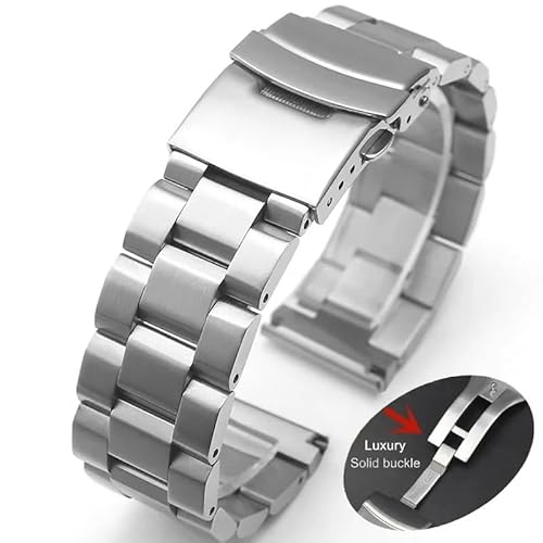 HUKILU yaoqijie Massives 316L-Metallarmband aus Edelstahl, 18 mm, 20 mm, 22 mm, 24 mm, for Uhren GT4/GT3 46 mm, Gürtel for Luxus-Armband lasting(Silver-Solid Buckle,24mm) von HUKILU