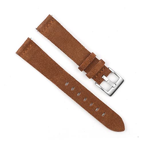 HUKILU yaoqijie Retro-Wildleder-Uhrenarmband 18 mm 20 mm 22 mm 24 mm Uhrenarmband Ersatz handgefertigte Nähte Armband Zubehör lasting(Coffee,20mm) von HUKILU