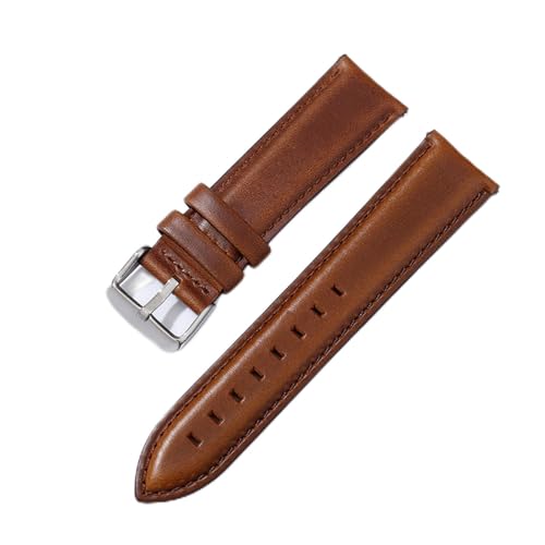 HUKILU yaoqijie Uhrenarmband Roségold Schließe Schwarz Braun Armband 18mm 20mm 22mm Schnellverschluss Leder lasting(Dark Brown-Silver,20mm) von HUKILU