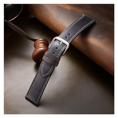 HUKILU yaoqijie Uhrenarmband aus echtem Rindsleder 18 mm 19 mm 20 mm 21 mm 22 mm Öl Wachs Verfärbung Rindsleder Gürtel Business Retro Uhrenarmbänder lasting(Dark Gray,22mm) von HUKILU
